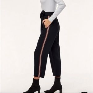 aritzia wilfred black side stripe pants tie-front size 4